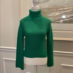 Anthropologie Maeve Emerald Green Cowl Neck Sweater with Ribbed Knit